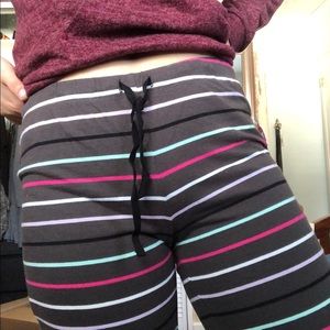 multicolor striped pajama pants